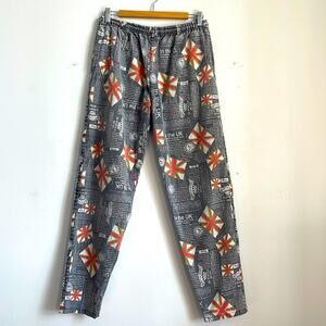 United Kingdom UK print elastic waist pull on tapered leg casual pants